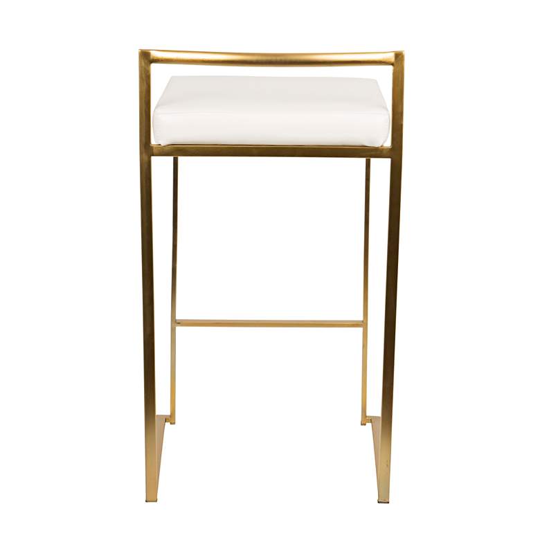 Image 5 Fuji 27" White Faux Leather Modern Counter Stools Set of 2 more views