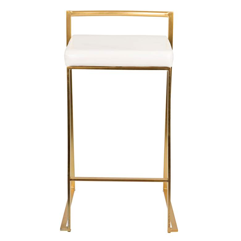 Image 6 Fuji 27" White Faux Leather Modern Counter Stools Set of 2 more views