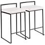 2_Fuji Counter Stool Black with White PU Cushion by LumiSource Pair
