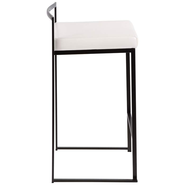 Image 4 Fuji Counter Stool Black with White PU Cushion by LumiSource Pair more views