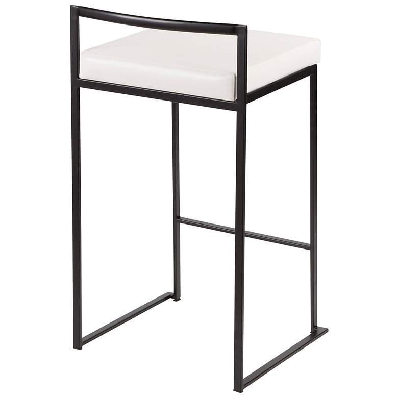 Image 5 Fuji Counter Stool Black with White PU Cushion by LumiSource Pair more views