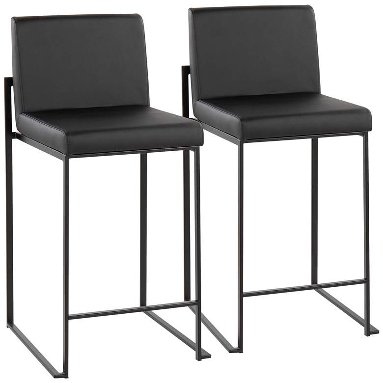 Image 1 Fuji High Back Counter Stool Black by LumiSource Pair