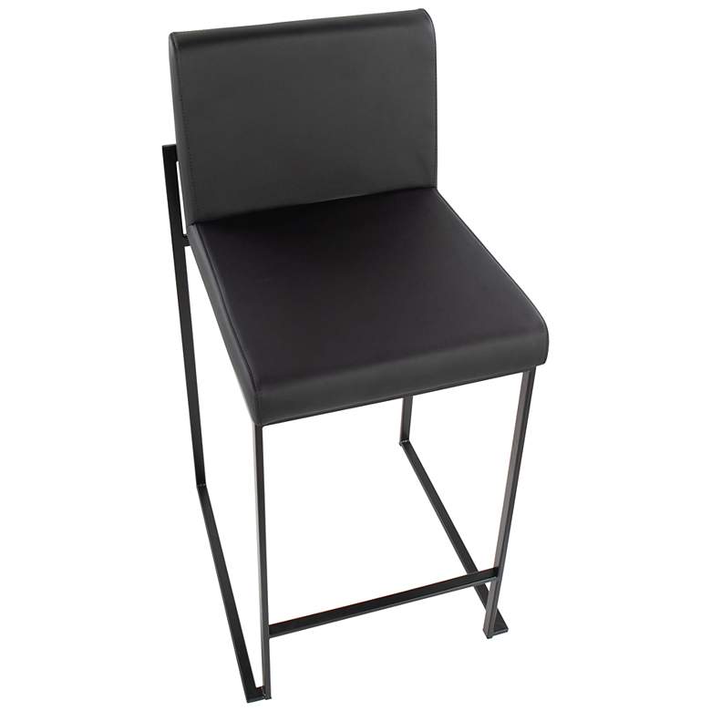 Image 7 Fuji High Back Counter Stool Black by LumiSource Pair more views