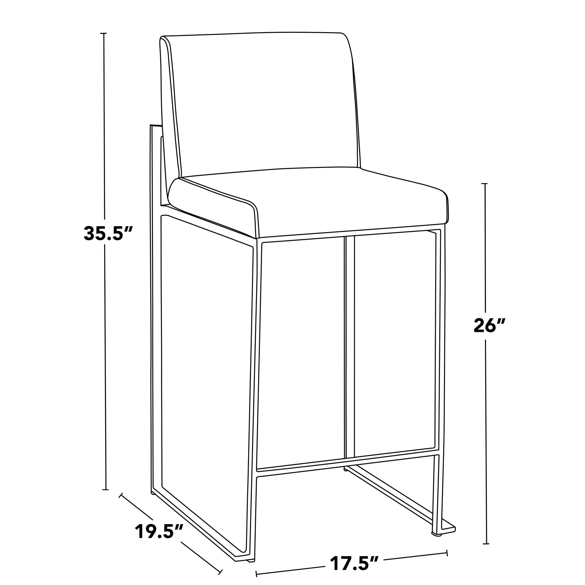 Fuji High Back Counter Stool Black Steel Beige Fabric by LumiSource Pair