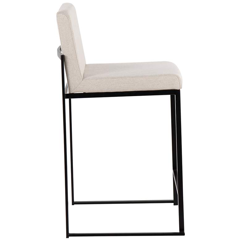 Image 3 Fuji High Back Counter Stool Black Steel Beige Fabric by LumiSource Pair more views