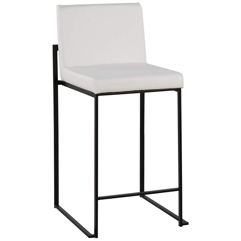 Image 2 Fuji High Back Counter Stool Black Steel White PU by LumiSource Pair more views