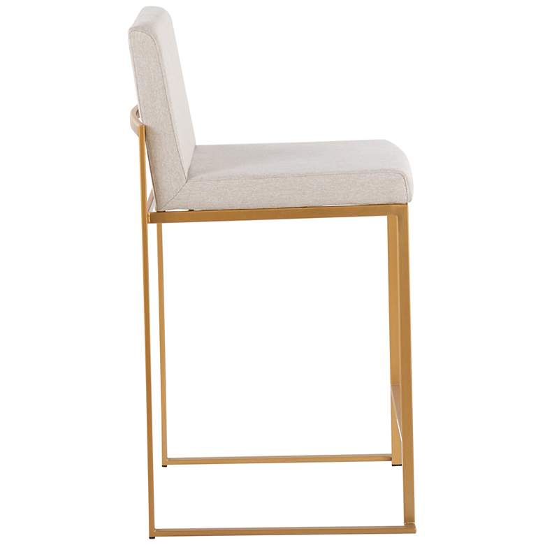 Image 3 Fuji High Back Counter Stool Gold Beige Fabric by LumiSource Pair more views