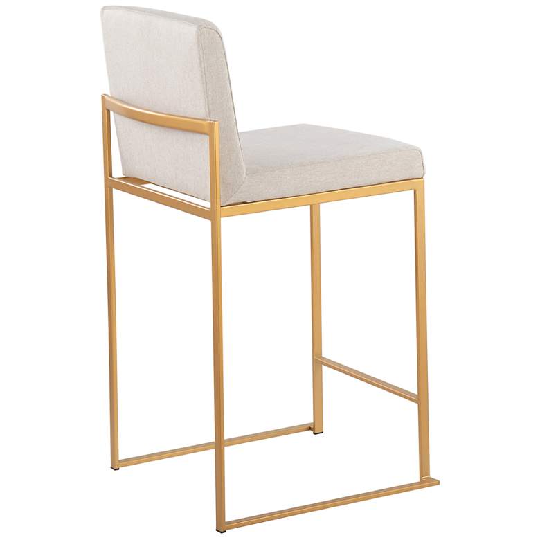 Image 4 Fuji High Back Counter Stool Gold Beige Fabric by LumiSource Pair more views
