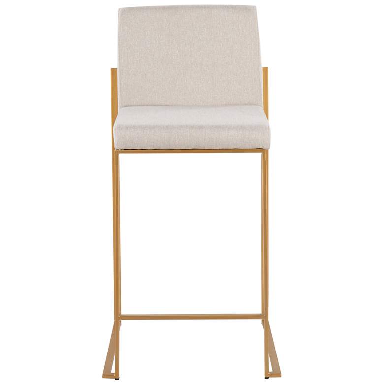 Image 6 Fuji High Back Counter Stool Gold Beige Fabric by LumiSource Pair more views