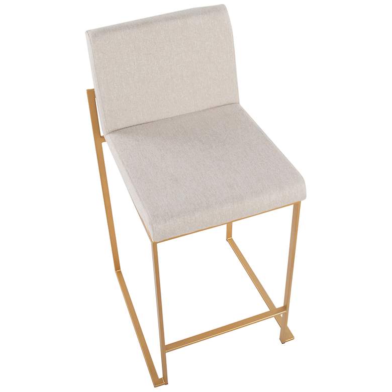 Image 7 Fuji High Back Counter Stool Gold Beige Fabric by LumiSource Pair more views