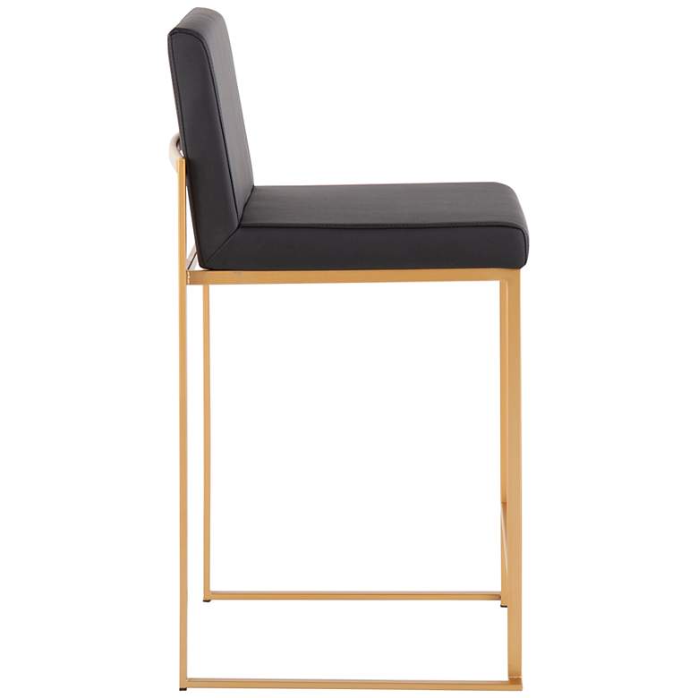 Image 3 Fuji High Back Counter Stool in Gold Steel and Black PU by LumiSource Pair more views