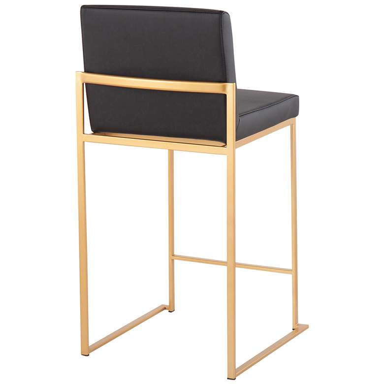 Image 4 Fuji High Back Counter Stool in Gold Steel and Black PU by LumiSource Pair more views