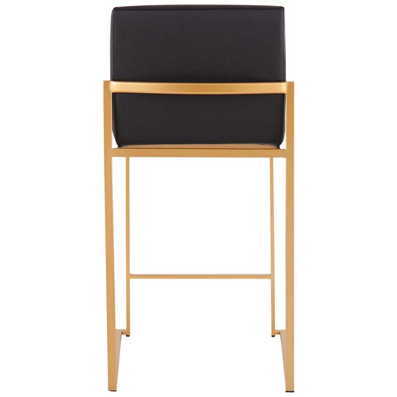 Image 5 Fuji High Back Counter Stool in Gold Steel and Black PU by LumiSource Pair more views
