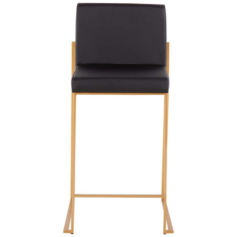 Image 6 Fuji High Back Counter Stool in Gold Steel and Black PU by LumiSource Pair more views