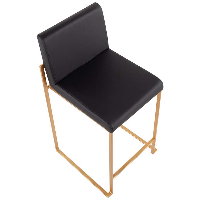 Image 7 Fuji High Back Counter Stool in Gold Steel and Black PU by LumiSource Pair more views