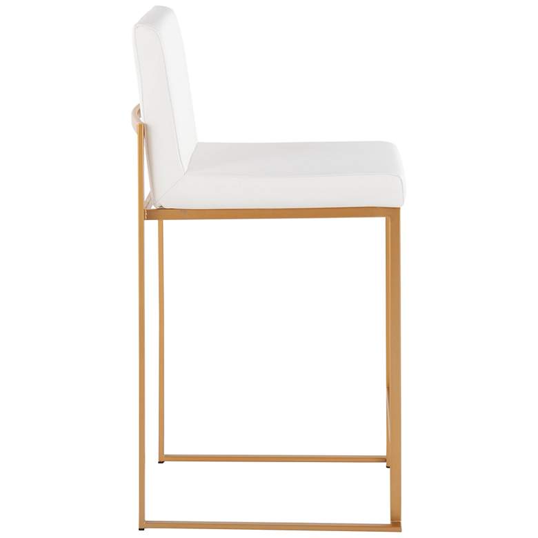 Image 3 Fuji High Back Counter Stool in Gold Steel and White PU by LumiSource Pair more views
