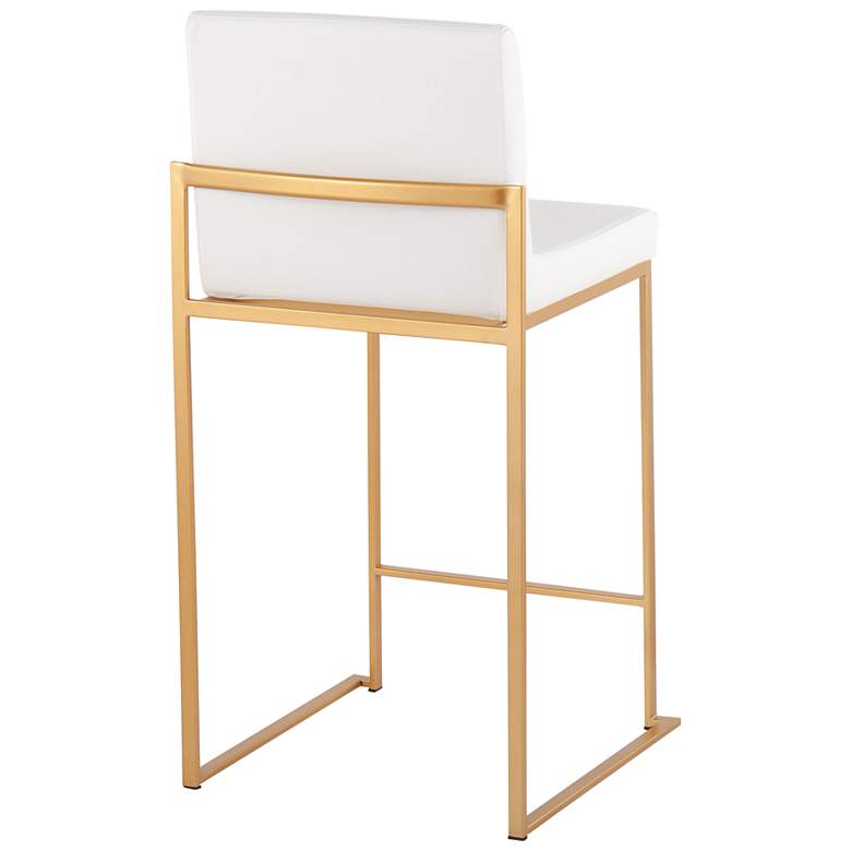 Image 4 Fuji High Back Counter Stool in Gold Steel and White PU by LumiSource Pair more views