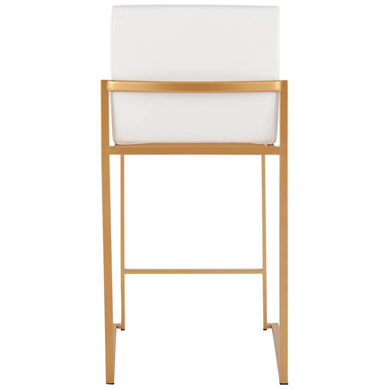 Image 5 Fuji High Back Counter Stool in Gold Steel and White PU by LumiSource Pair more views