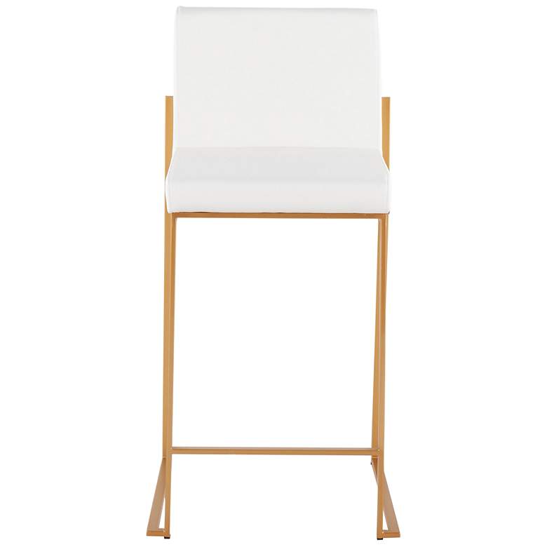 Image 6 Fuji High Back Counter Stool in Gold Steel and White PU by LumiSource Pair more views