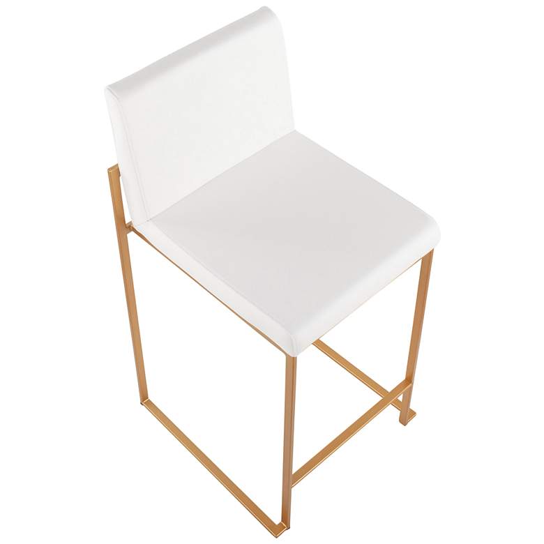 Image 7 Fuji High Back Counter Stool in Gold Steel and White PU by LumiSource Pair more views