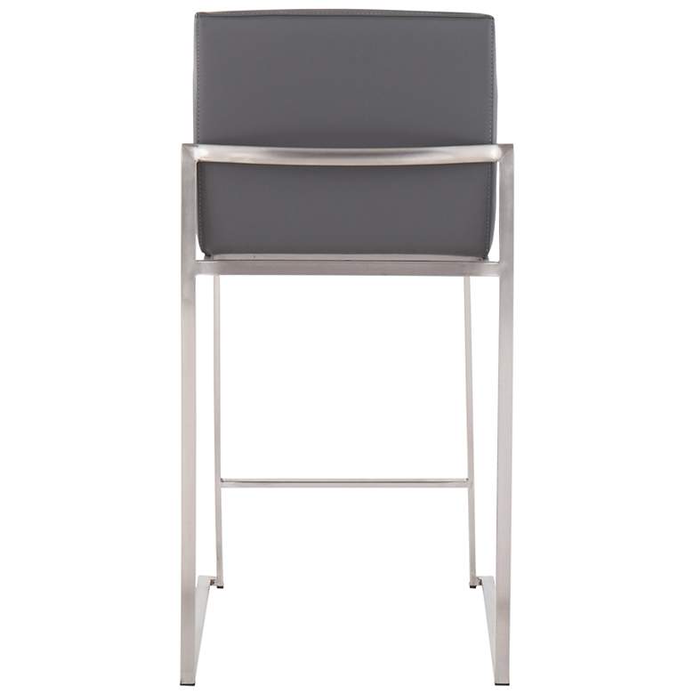 Image 4 Fuji High Back Counter Stool Stainless Steel Grey PU by LumiSource Pair more views