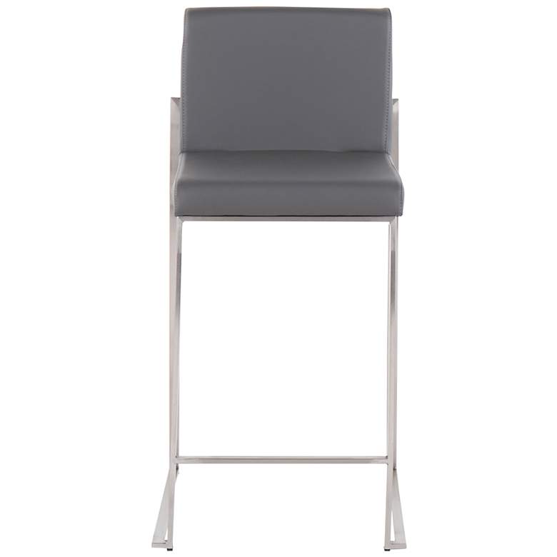 Image 5 Fuji High Back Counter Stool Stainless Steel Grey PU by LumiSource Pair more views