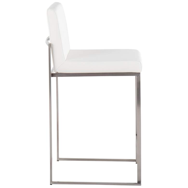 Image 2 Fuji High Back Counter Stool Stainless Steel White PU by LumiSource Pair more views
