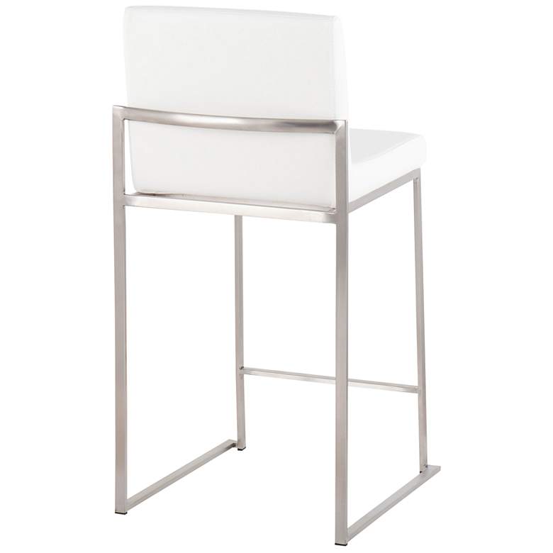 Image 3 Fuji High Back Counter Stool Stainless Steel White PU by LumiSource Pair more views