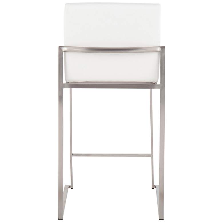 Image 4 Fuji High Back Counter Stool Stainless Steel White PU by LumiSource Pair more views