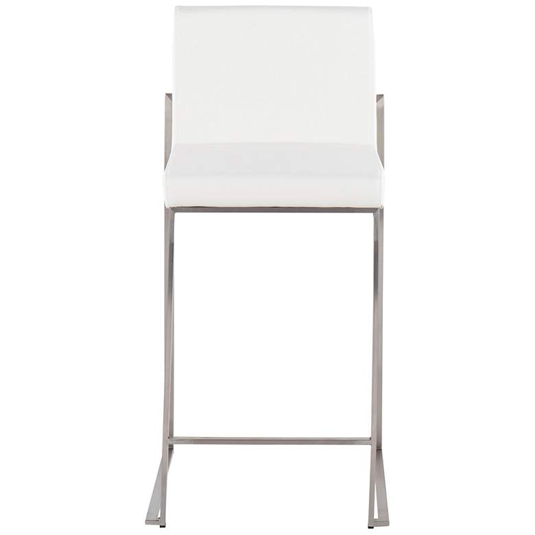 Image 5 Fuji High Back Counter Stool Stainless Steel White PU by LumiSource Pair more views