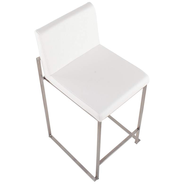 Image 6 Fuji High Back Counter Stool Stainless Steel White PU by LumiSource Pair more views