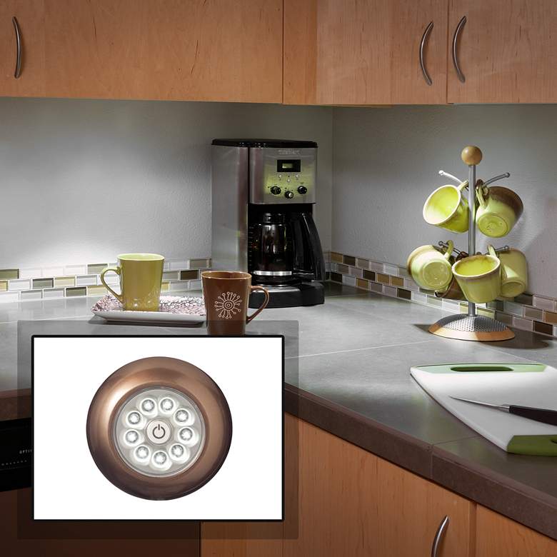 Image 1 Fulcrum LED Anywhere XB Bronze Stick-On Cordless Puck Light