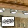 Fulcrum Set of 3 Puck LED Silver Stick-On Cordless Lights