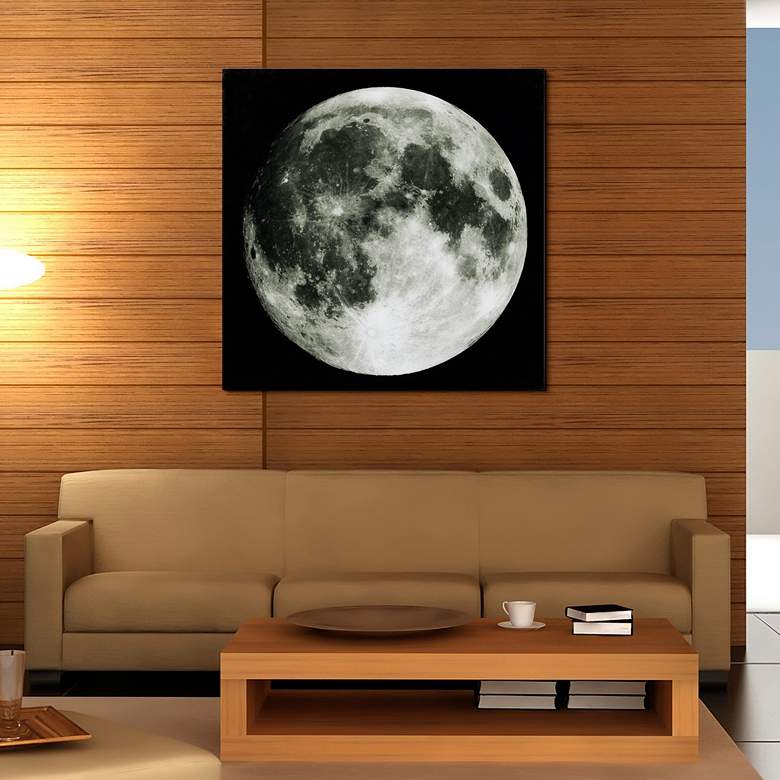 Full Moon 40&quot; Square Frameless Tempered Glass Wall Art