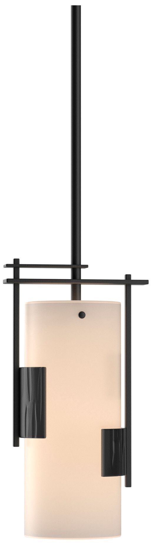 Fullered 6" Wide Black Mini Pendant w/ Opal Glass