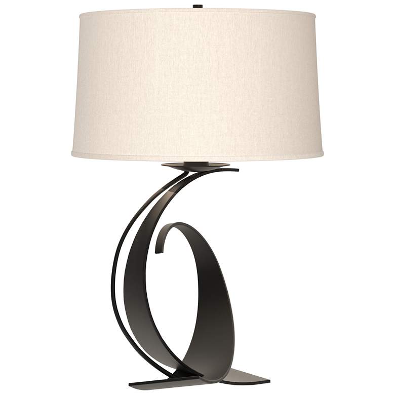 Image 1 Fullered Impressions 29 inch High Black Table Lamp With Flax Shade