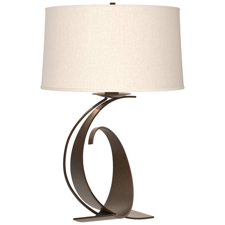 Image 1 Fullered Impressions 29" High Bronze Table Lamp With Flax Shade