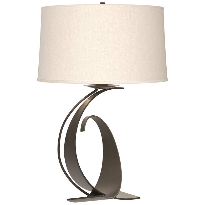 Image 1 Fullered Impressions 29"H Dark Smoke Table Lamp With Flax Shade