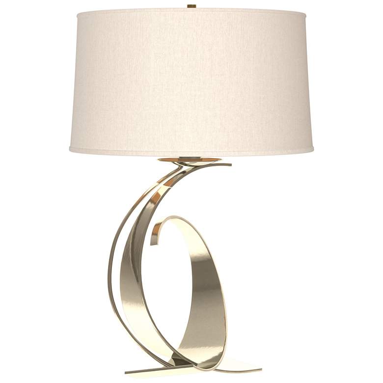 Image 1 Fullered Impressions 29 inchH Sterling Table Lamp With Flax Shade
