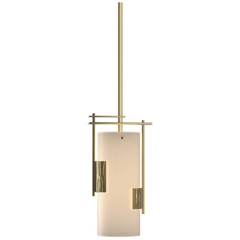 Image 1 Fullered Impressions 6.2"W Modern Brass Mini-Pendant With Opal Glass S
