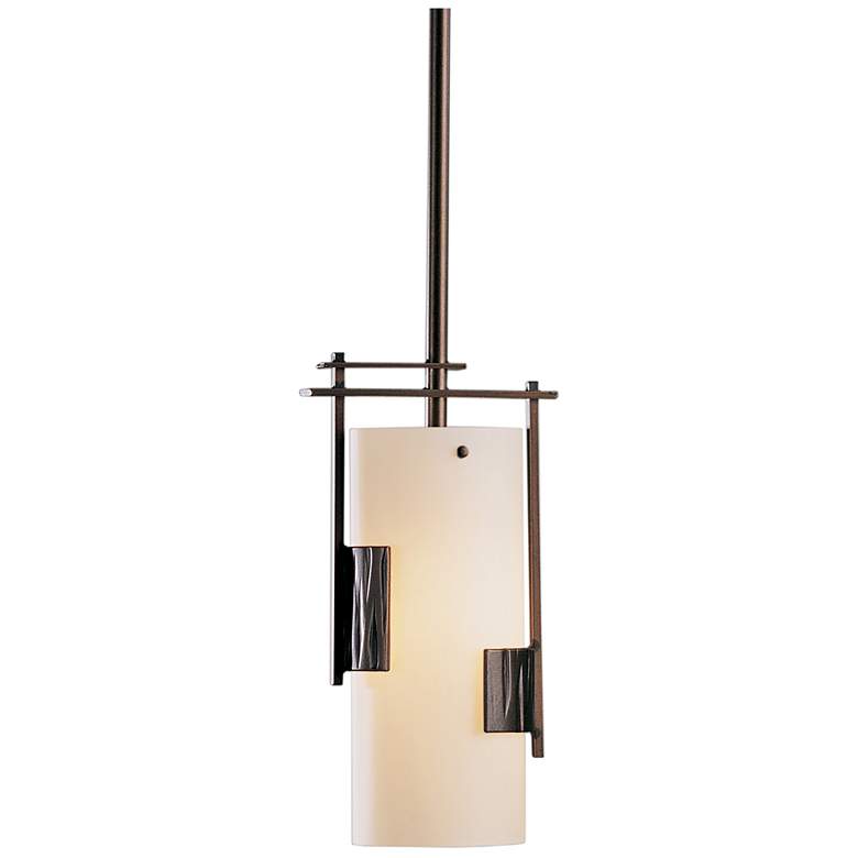 Image 1 Fullered Impressions Mini Pendant - Bronze Finish - Opal Glass
