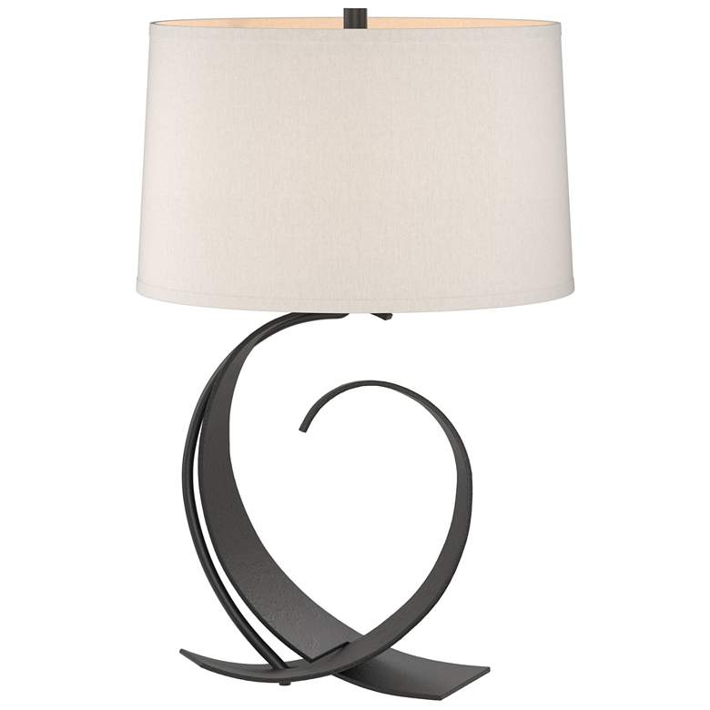 Image 1 Fullered Impressions Table Lamp - Black Finish - Flax Shade