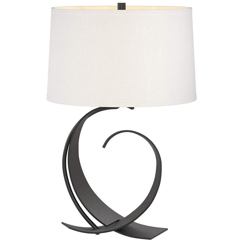 Image 1 Fullered Impressions Table Lamp - Black Finish - Natural Anna Shade