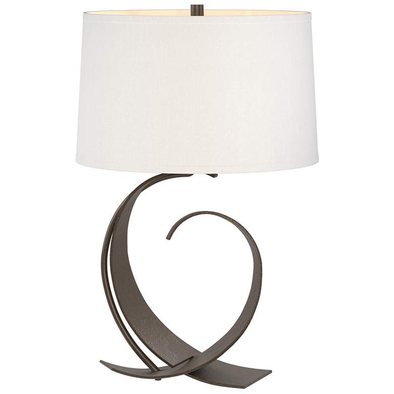 Image 1 Fullered Impressions Table Lamp - Bronze Finish - Natural Anna Shade