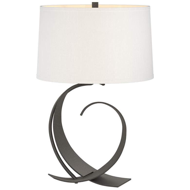 Image 1 Fullered Impressions Table Lamp - Natural Iron Finish - Natural Anna Shade