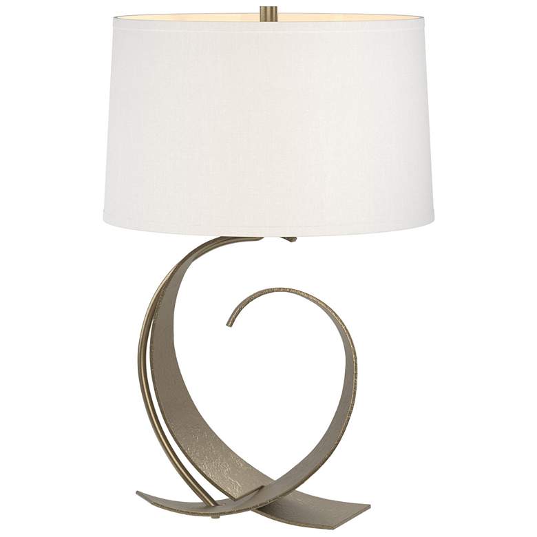 Image 1 Fullered Impressions Table Lamp - Soft Gold Finish - Natural Anna Shade