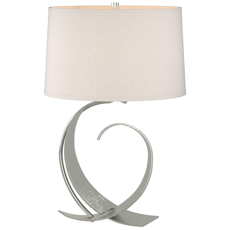 Image 1 Fullered Impressions Table Lamp - Sterling Finish - Flax Shade