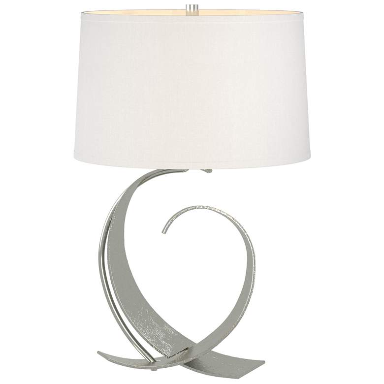 Image 1 Fullered Impressions Table Lamp - Sterling Finish - Natural Anna Shade