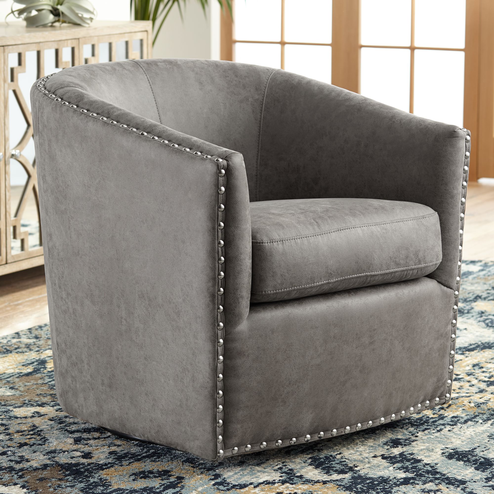 Grey swivel tub online chair