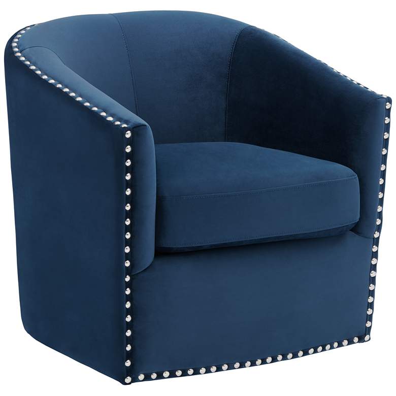 Image 2 Fullerton Nail Head Trim Navy Blue Swivel Accent Chair